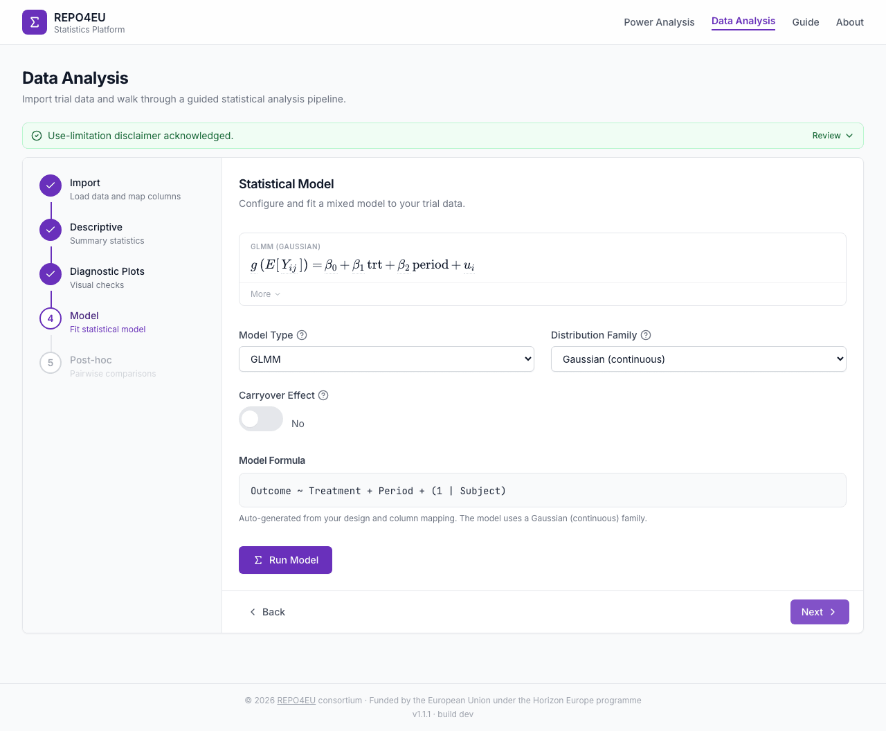 Model configuration form