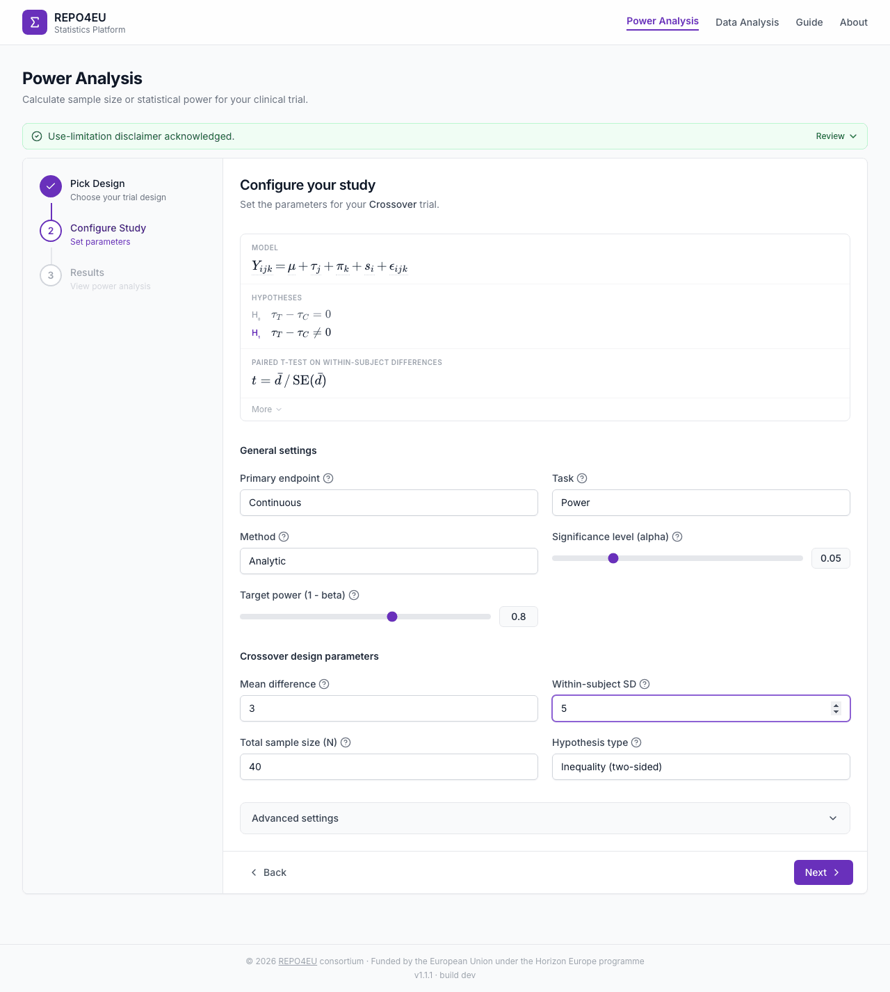 Crossover configured parameters